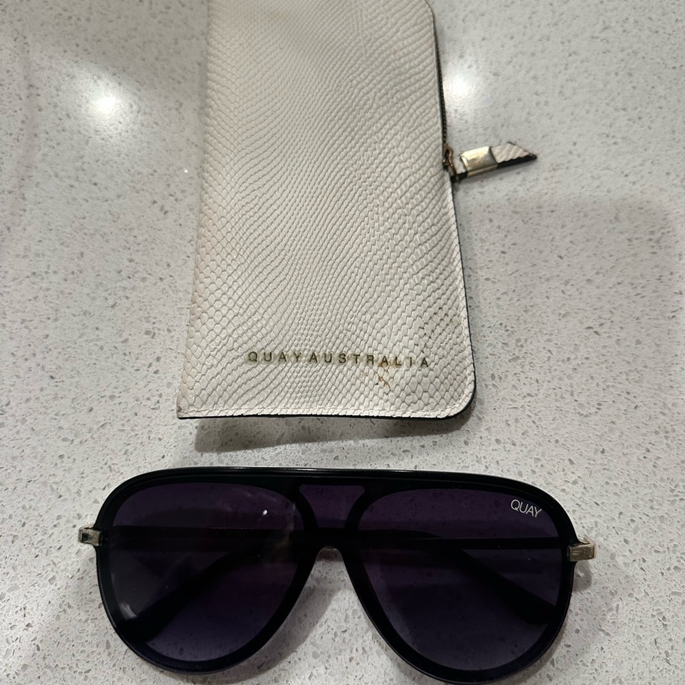 Quay Australia Black Sunglasses with Cream Case
